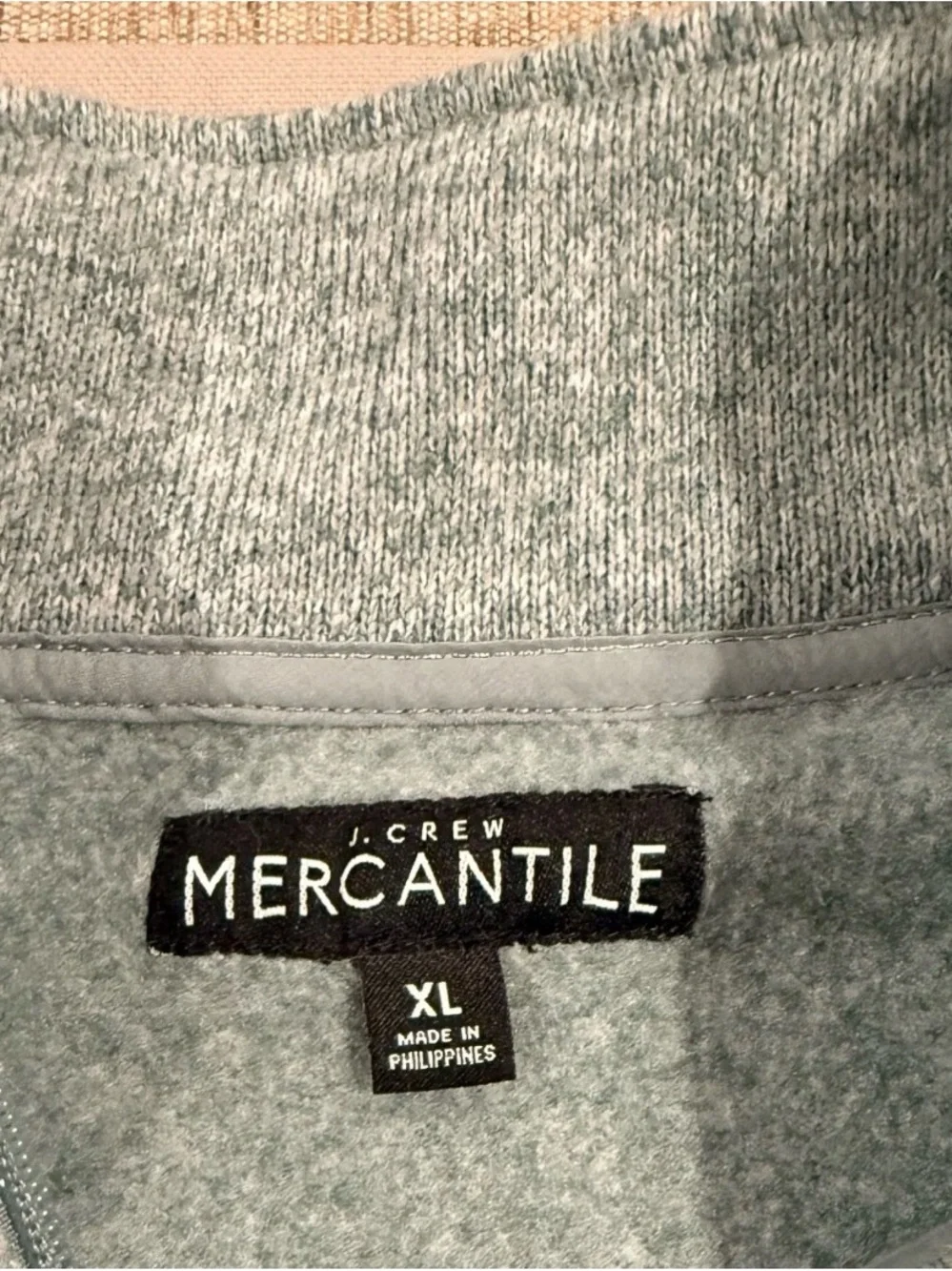 J.Crew Mercantile 1/4 Zip pullover Fleece Sweater Heather Mint Green Mens XL